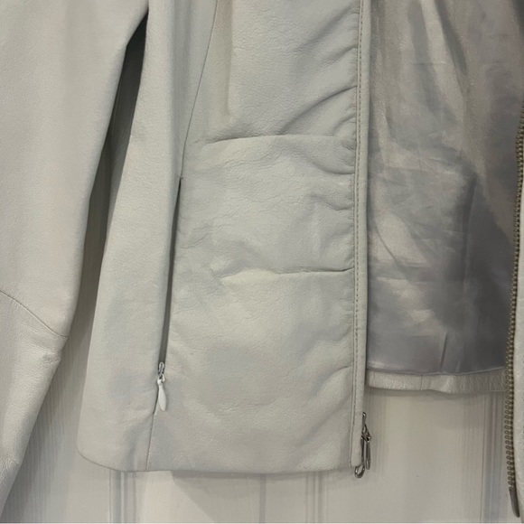Wilson Leather Off White Leather Jacket Zip Front  Sz S - Picture 5 of 9